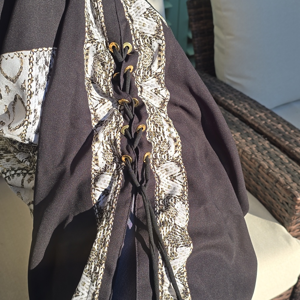 Roberto Cavalli Snake Print Tunic with Lace-Up Detail - Picture 7 of 8